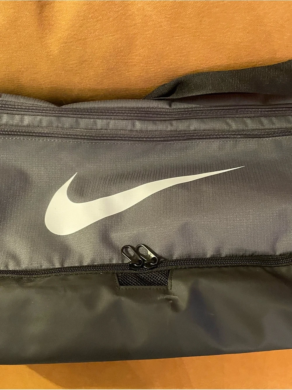 Nike Gray Duffel Bag with White Swoosh and Black Accents(NWOT)